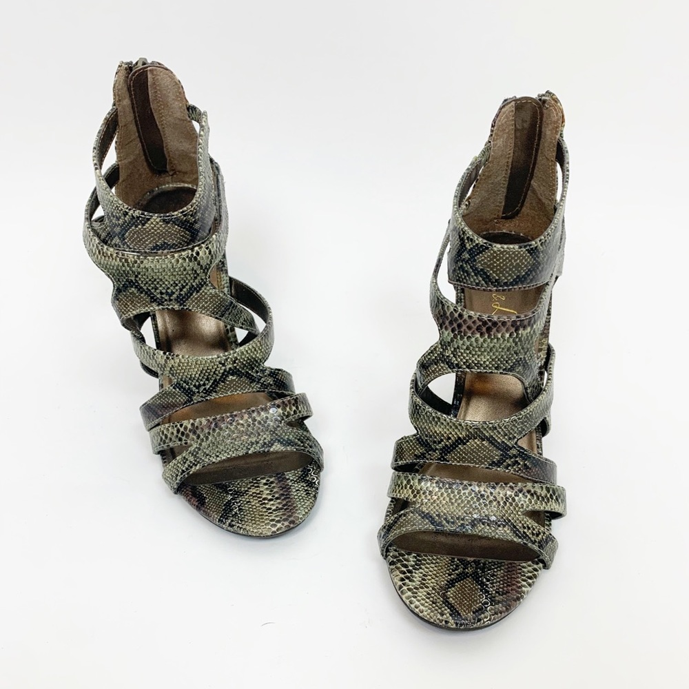 Sam & Libby Python Print Strappy Heels Size 6